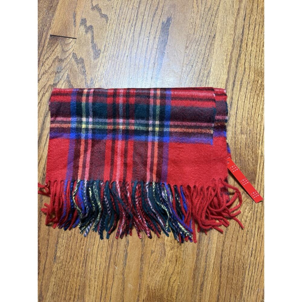 Jennie Liu 100% Cashmere Plaid Scarf 24" x 69" Oversized Luxury Wrap